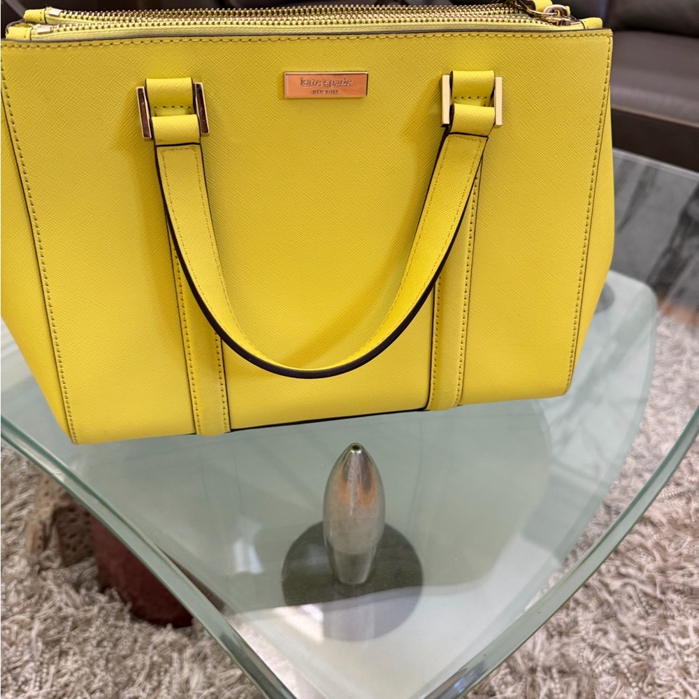 kate spade Yellow Saffiano Leather Satchel with Gold Hardware